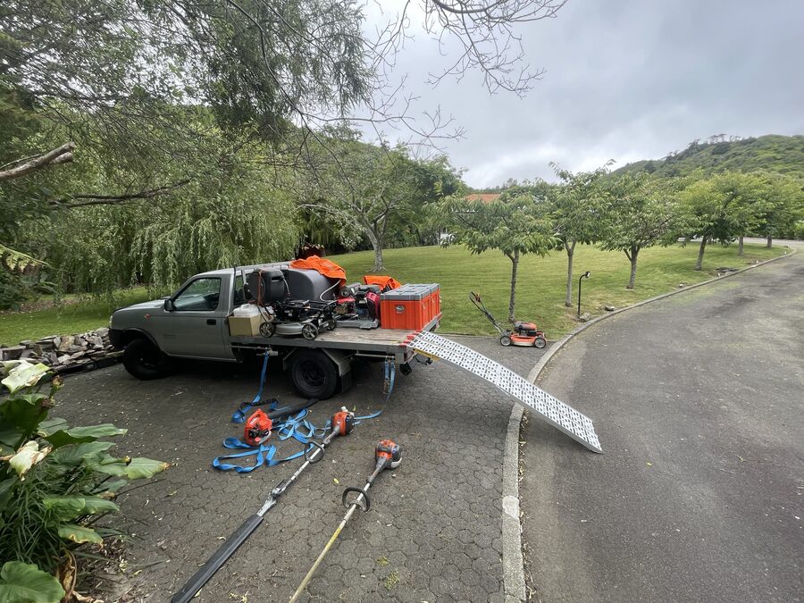 Lawn & Order truck with equipment ramp down